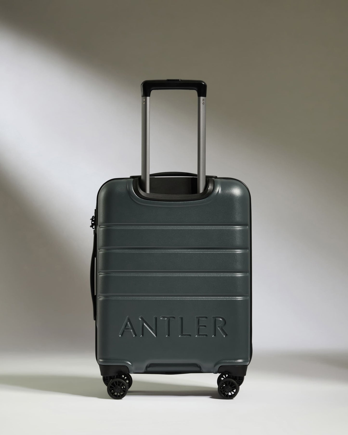 Antler Luggage - Cabin Suitcase in Granite Grey - Logo - Hard Suitcases Cabin Suitcase in Grey - Logo | Lightweight Hard Shell Luggage