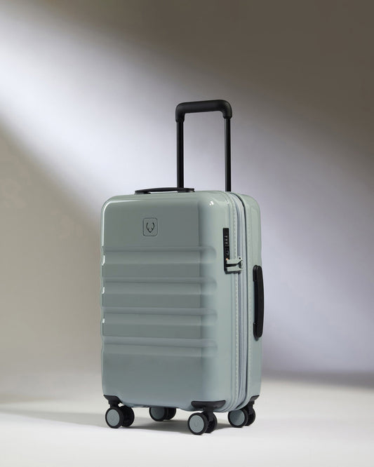 Antler Luggage -  Expandable Cabin Suitcase in Mist Blue Gloss - Icon Stripe - Hard Suitcase Expandable Cabin Suitcase in Blue Gloss - Icon Stripe | Lightweight & Hard Shell Suitcase
