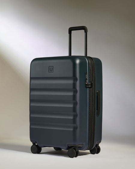 Antler Luggage -  Icon Stripe Medium in Indigo Blue - Hard Suitcase Icon Stripe Medium Suitcase in Blue | Lightweight & Hard Shell Suitcase