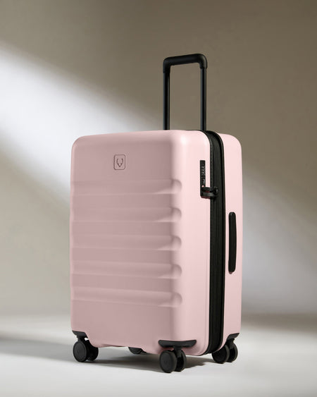 Antler Luggage -  Icon Stripe Medium in Moorland Pink - Hard Suitcase Icon Stripe Medium Suitcase in Pink | Lightweight & Hard Shell Suitcase