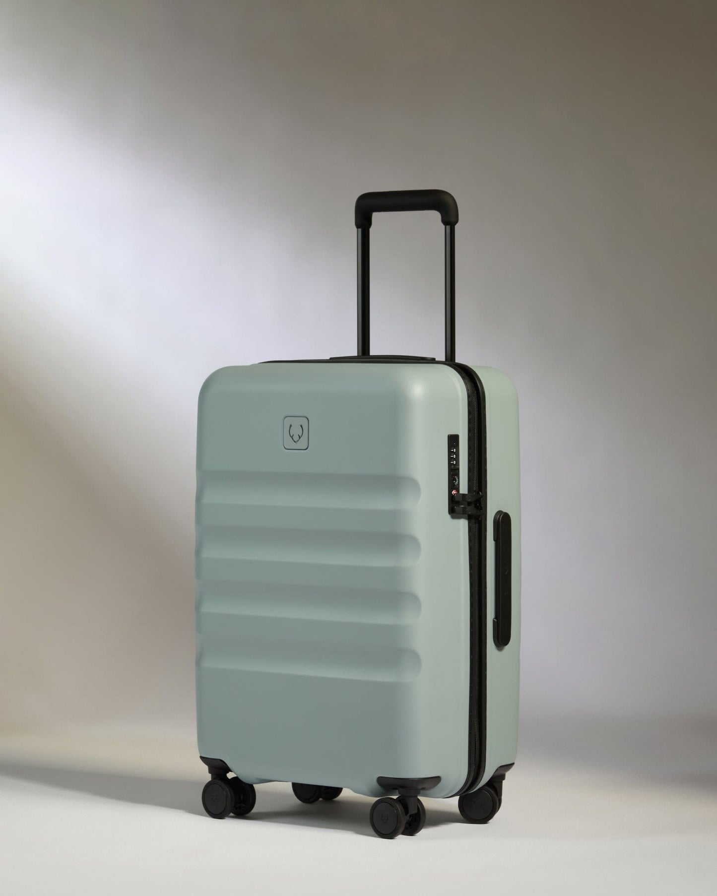 Antler Luggage -  Icon Stripe Set with Biggest Cabin in Mist Blue - Hard Suitcase Icon Stripe Set with Biggest Cabin in Blue | Lightweight & Hard Shell Suitcase
