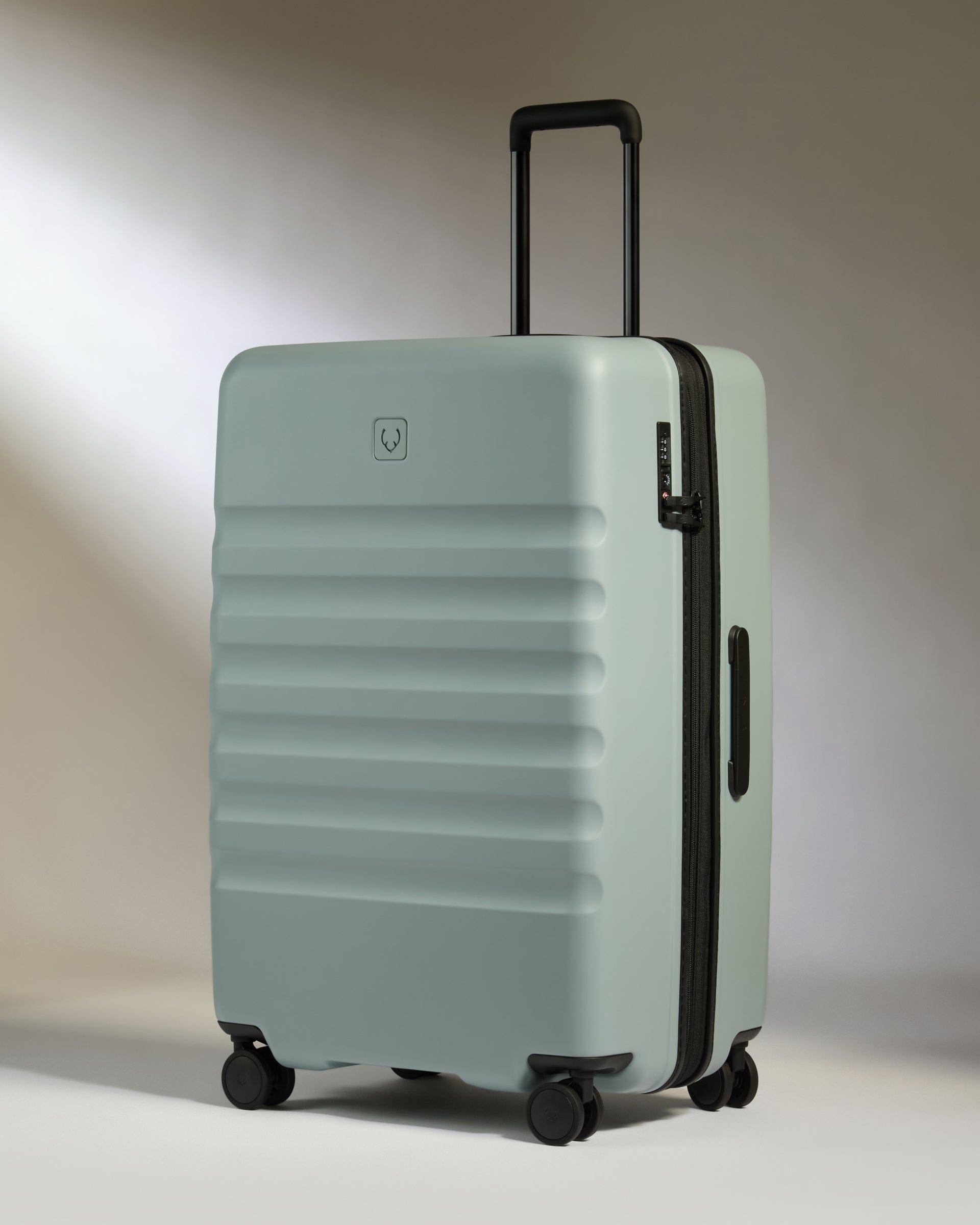 Antler Luggage -  Icon Stripe Set with Biggest Cabin in Mist Blue - Hard Suitcase Icon Stripe Set with Biggest Cabin in Blue | Lightweight & Hard Shell Suitcase