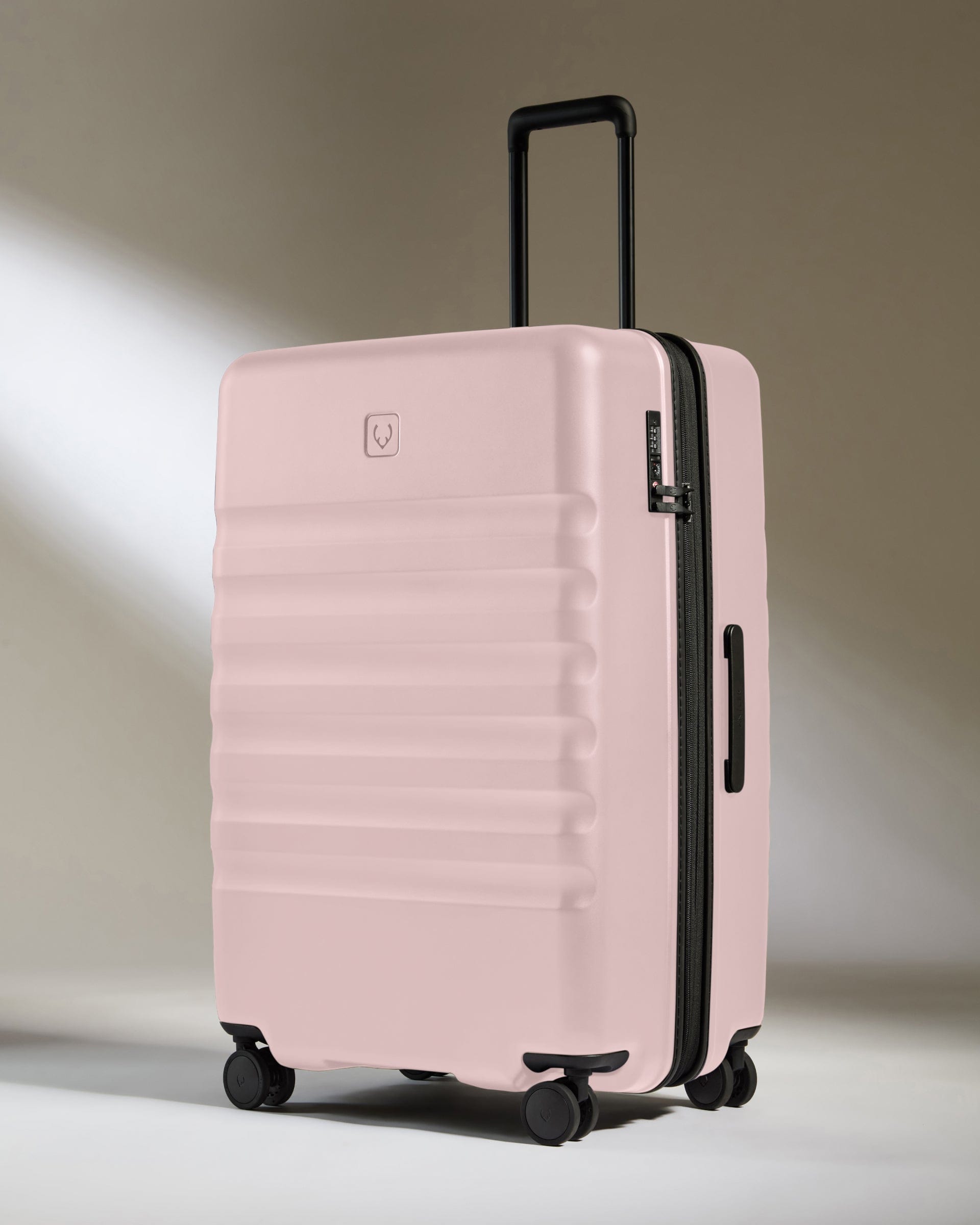 Antler Luggage -  Icon Stripe Set with Expander Cabin in Moorland Pink - Hard Suitcase Icon Stripe Set with Expander Cabin in Pink | Lightweight & Hard Shell Suitcase