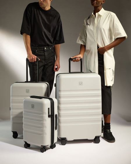 Antler Luggage -  Icon Stripe Set with Expander Cabin in Taupe - Hard Suitcase Icon Stripe Set with Expander Cabin in Taupe | Lightweight & Hard Shell Suitcase