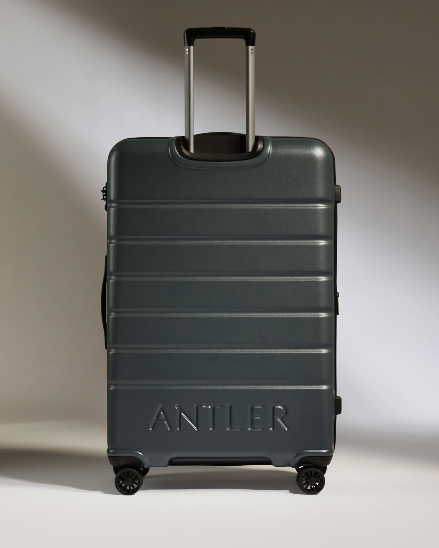 Antler Luggage - Large Suitcase in Granite Grey - Logo - Hard Suitcases Large Suitcase in Grey - Logo | Lightweight Hard Shell Luggage