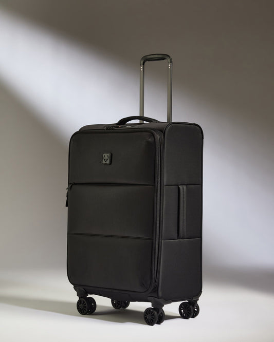 Antler Luggage -  Lightest Medium Suitcase in Black - Soft Stripe 2.0 - Soft Suitcase Lightest Medium Suitcase in Black - Soft Stripe 2.0 | Soft Suitcase