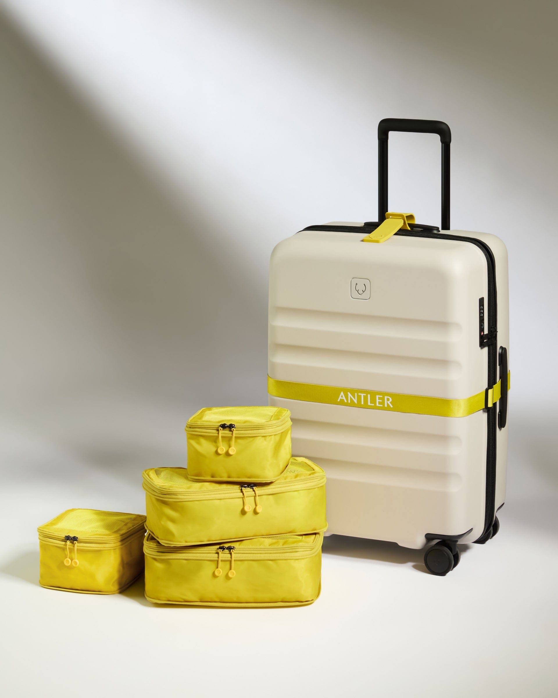 Antler Luggage -  Packing Cubes in Gorse Yellow - Set of 4 - Packing Cube Packing Cubes in Yellow Set of 4 | Travel Accessories | Packing Organiser