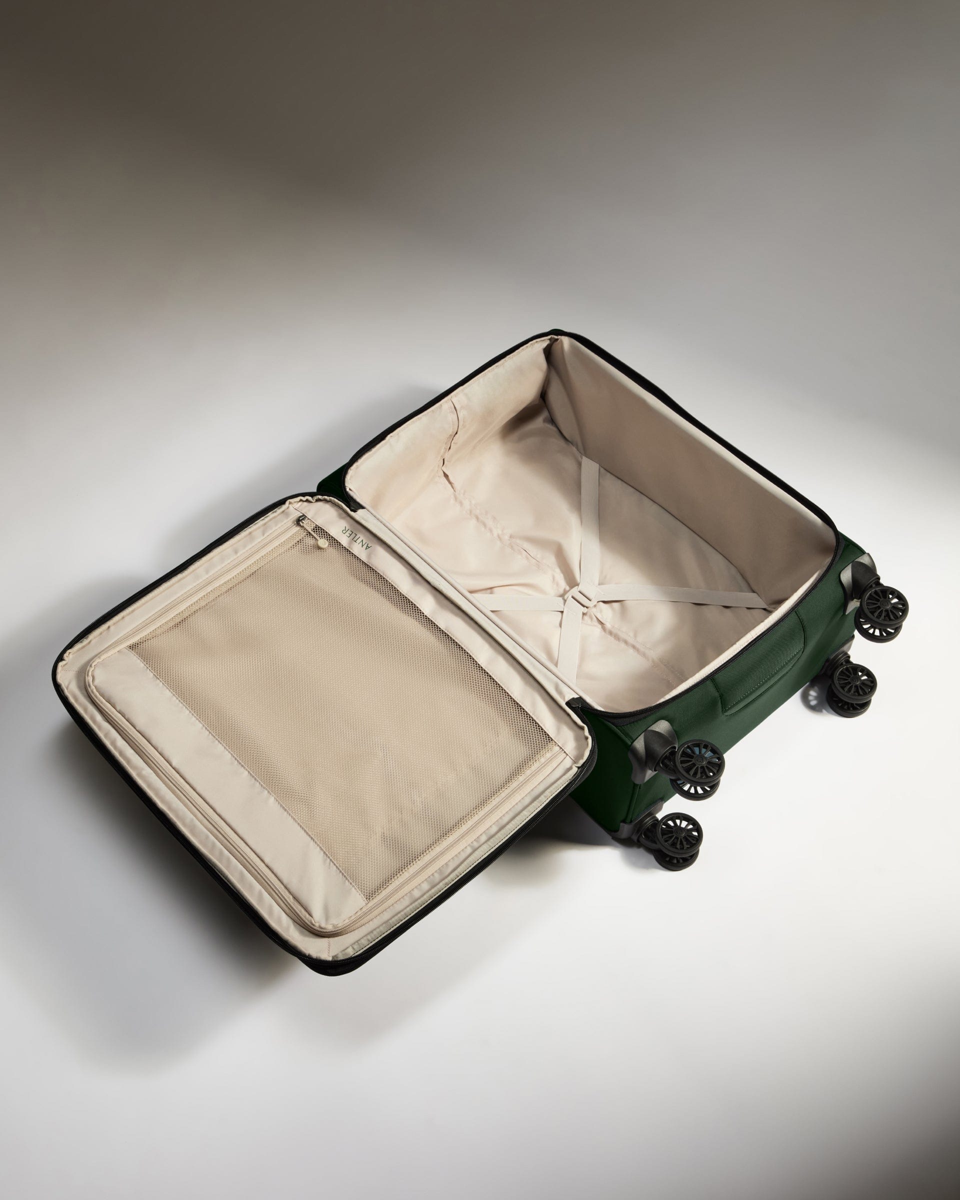 Antler Luggage -  Soft Stripe Medium in Antler Green - Soft Suitcase Soft Stripe Medium in Green | Soft Suitcase