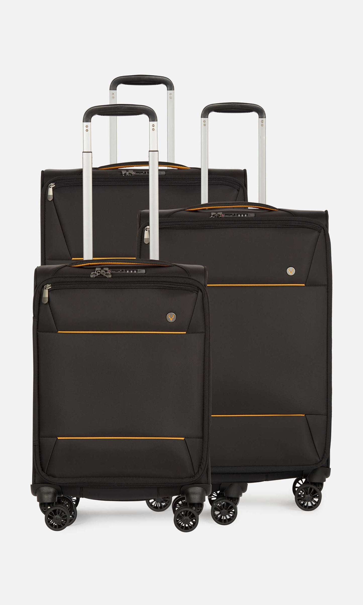 Antler Luggage -  Brixham set in black - Soft Suitcases Prestwick Set of 3 Suitcases Black | Soft Suitcases | Antler 
