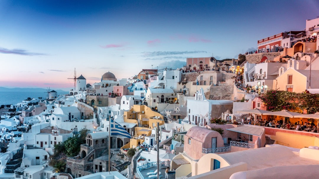 4 x Sottobicchieri quadrati Grecia Santorini - Blue Travel Sea