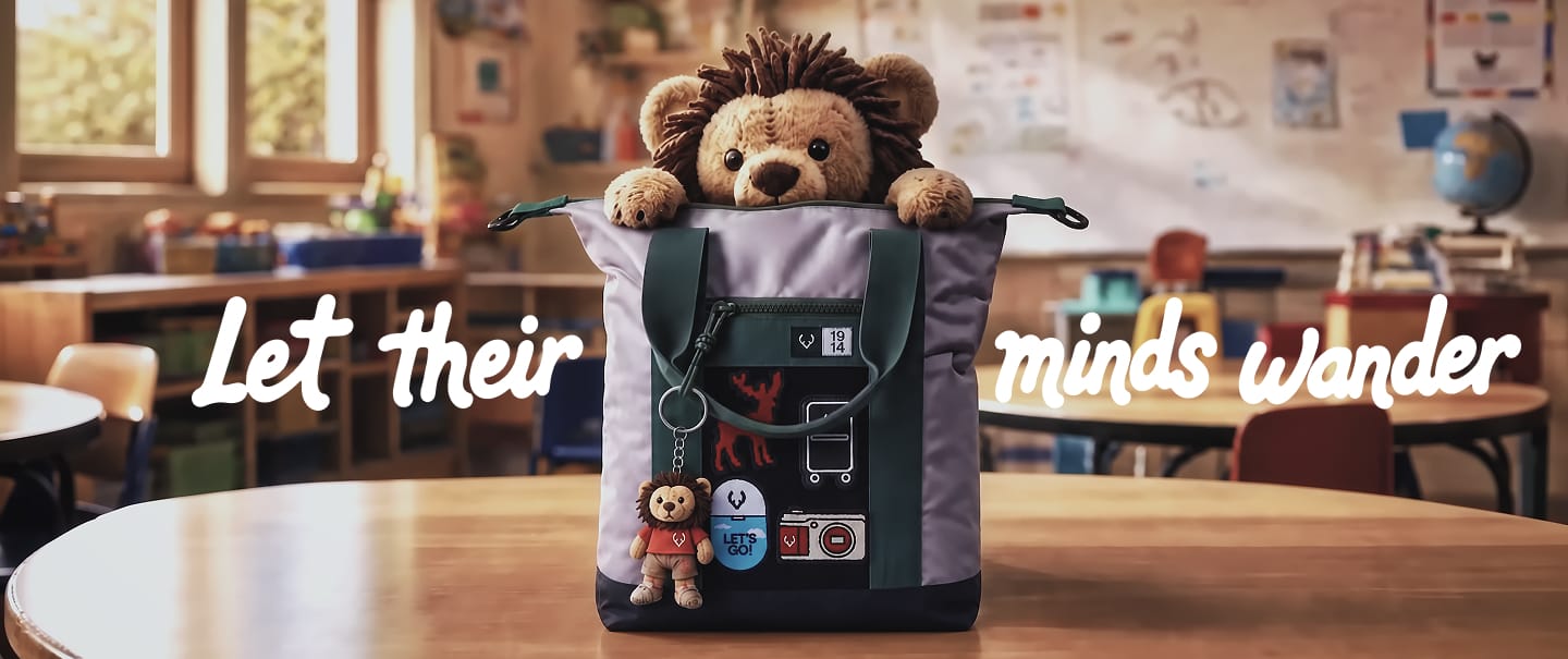 a stuffed animal in a bag