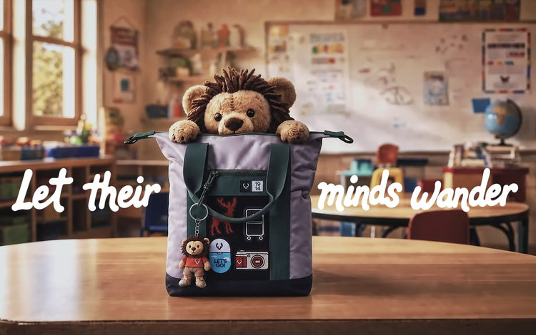 a stuffed animal in a bag