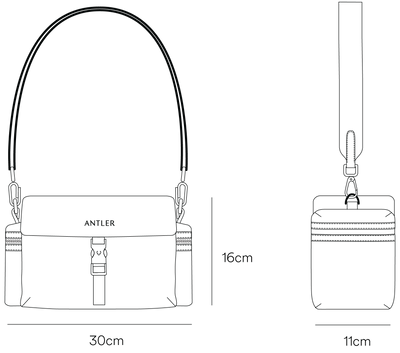 a black and white drawing of a purse