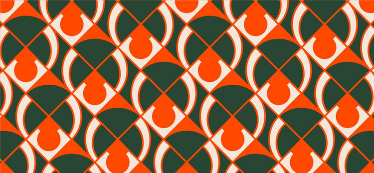 a pattern of green and white circles and squares