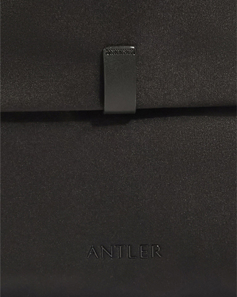 a close up of a black bag