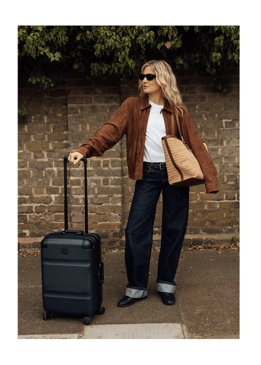 a woman with a suitcase