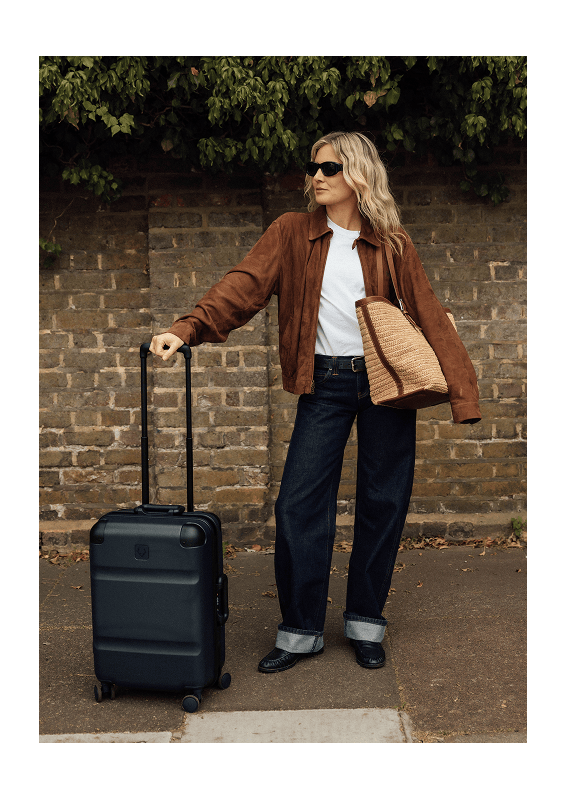 a woman with a suitcase