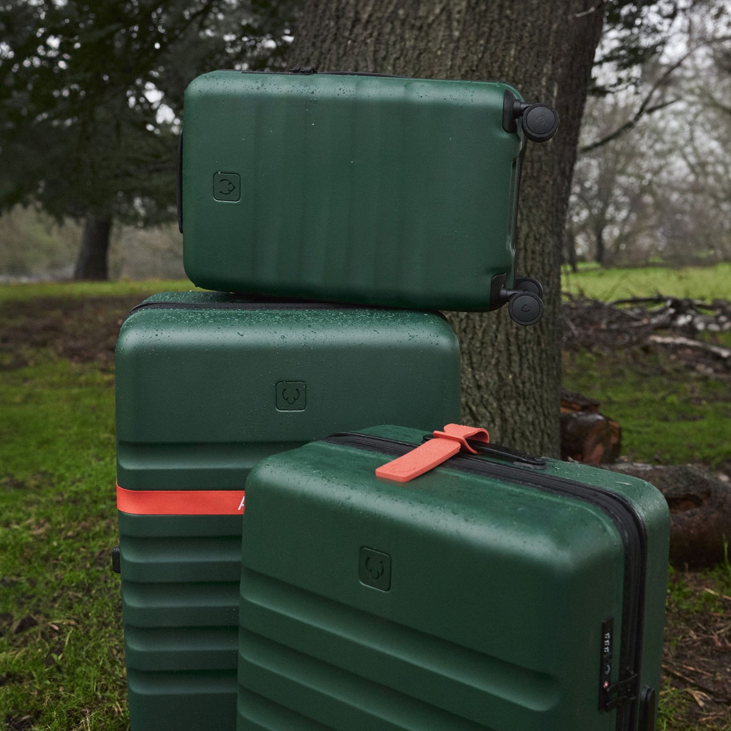a group of luggage on top of each other