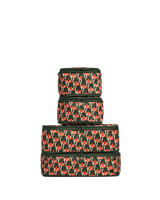 a stack of colorful bags