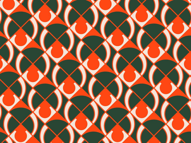 a pattern of green and orange squares