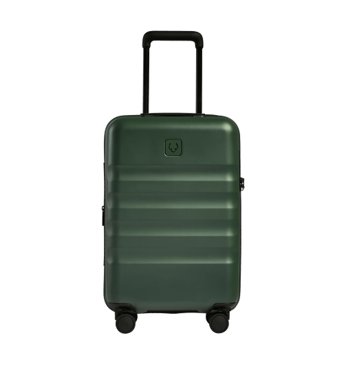 a green suitcase with wheels
