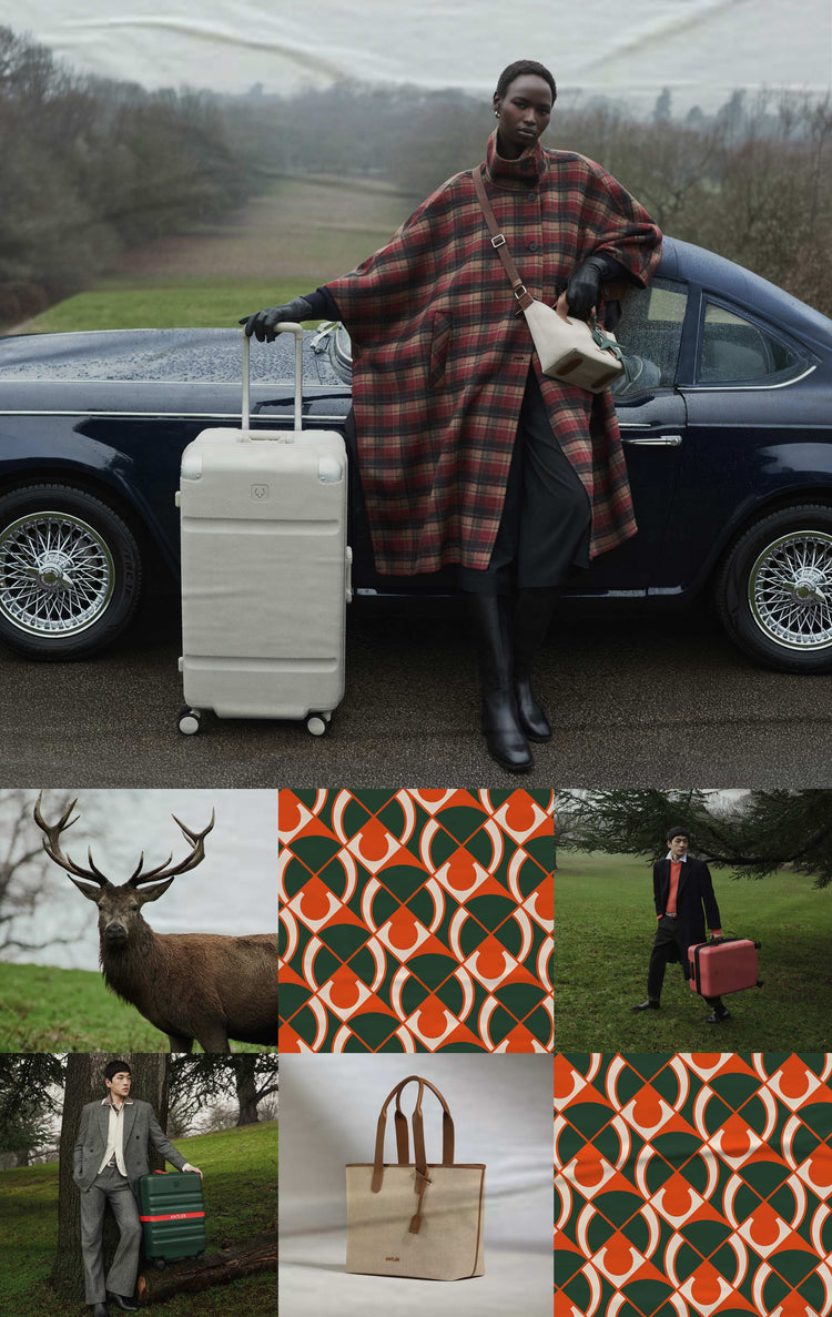 a woman with a bag and a car