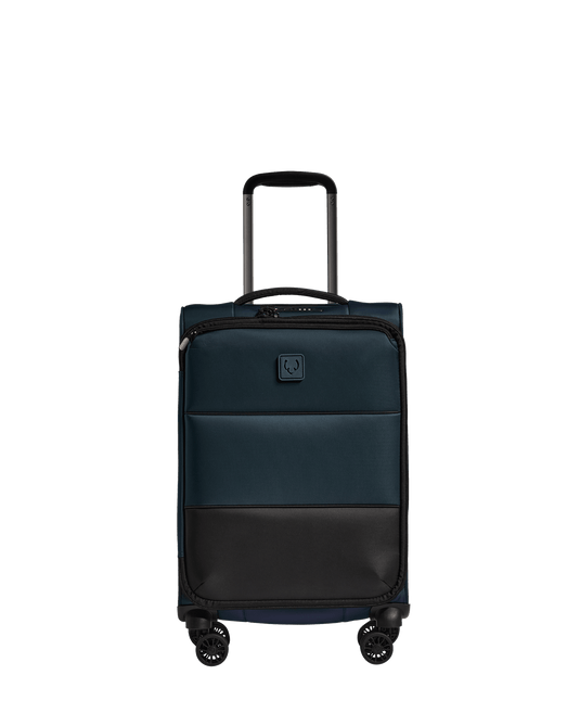 a blue and black suitcase