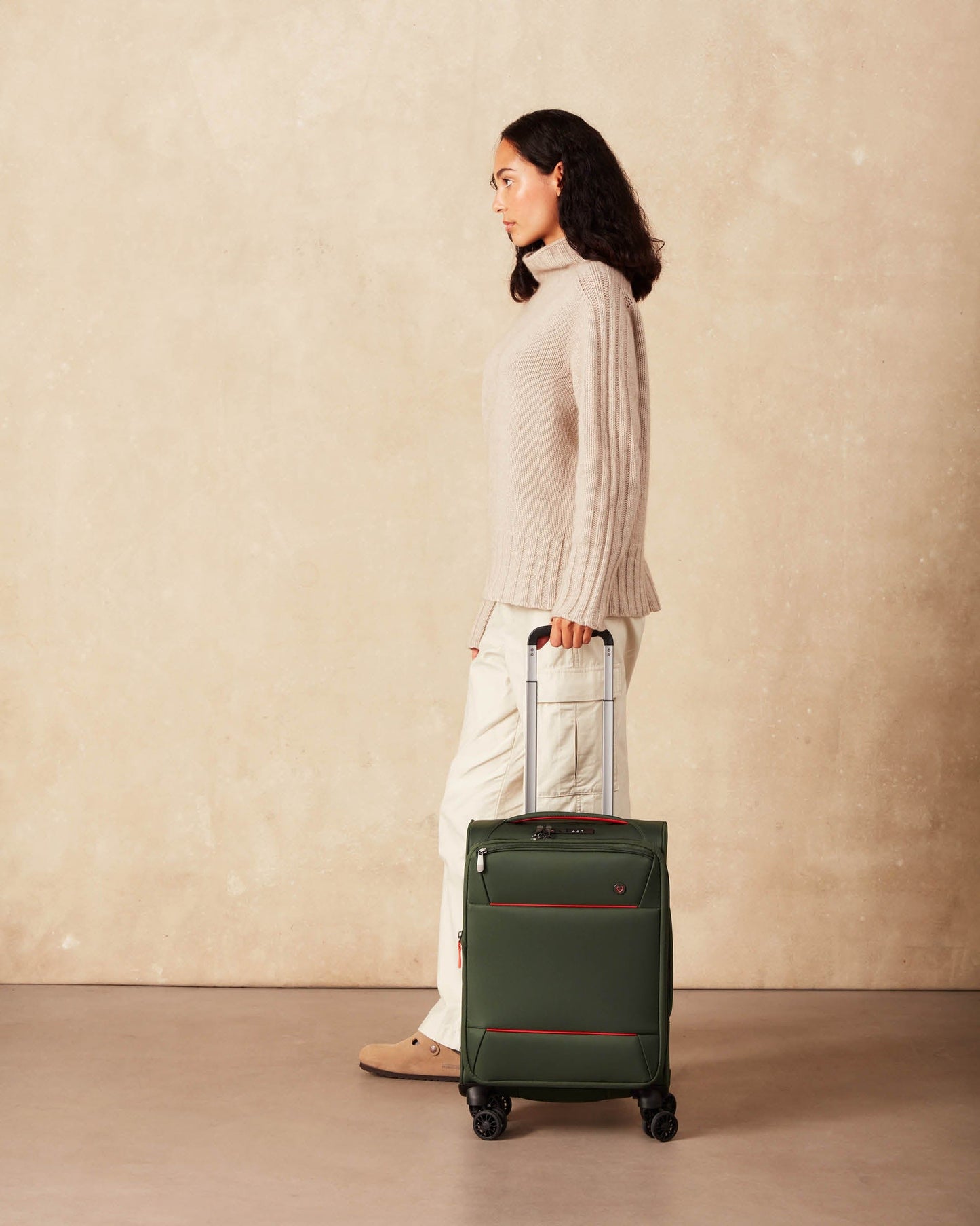 Antler Luggage -  Brixham cabin in canopy green - Soft Suitcases Brixham Cabin Suitcase Green | Soft Shell Suitcase | Antler UK
