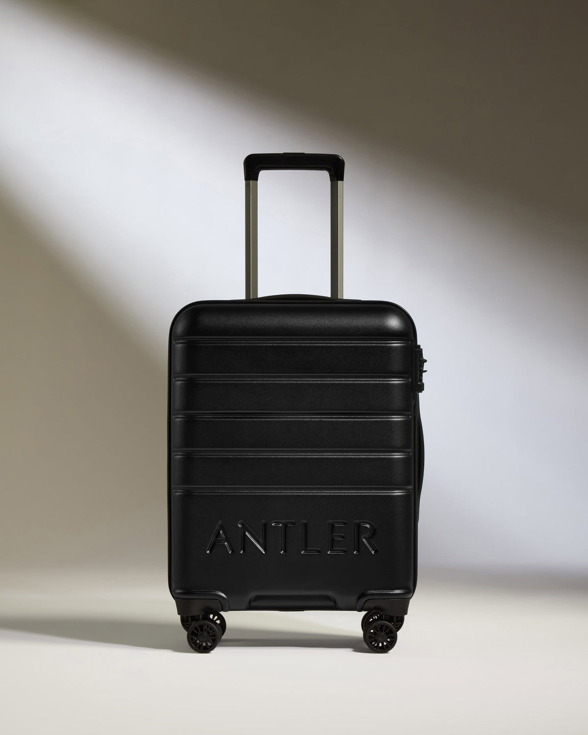 Antler Luggage -  Cabin Suitcase in Black - Logo - Hard Suitcases Cabin Suitcase Black - Logo | Lightweight Hard Shell Luggage