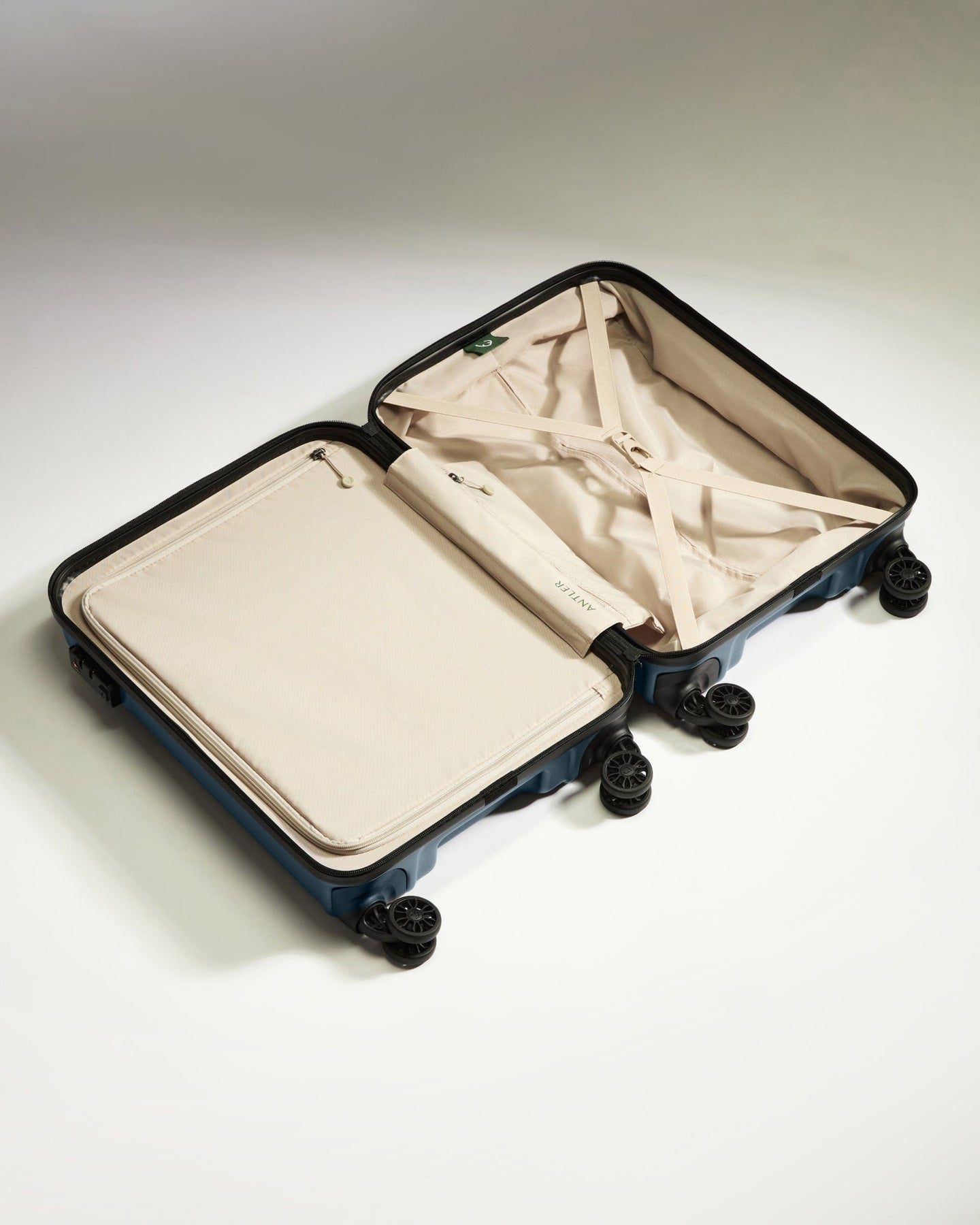 Antler Luggage -  Cabin Suitcase in Blue Grey - Logo - Hard Suitcase - Standard Cabin Cabin Suitcase Blue Grey - Logo | Lightweight Hard Shell Luggage