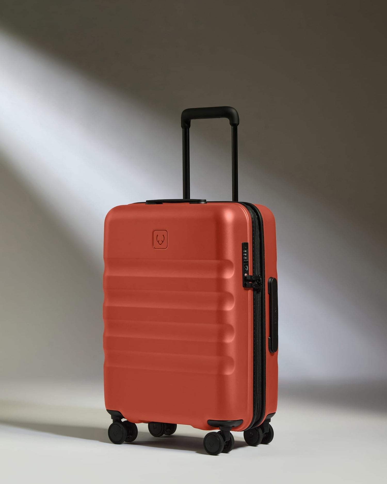 Antler Luggage -  Cabin Suitcase in Buckthorn Red - Icon Stripe - Hard Suitcase - Standard Cabin Icon Stripe Cabin in Buckthorn Red | Lightweight & Hard Shell Suitcase | Cabin Bag