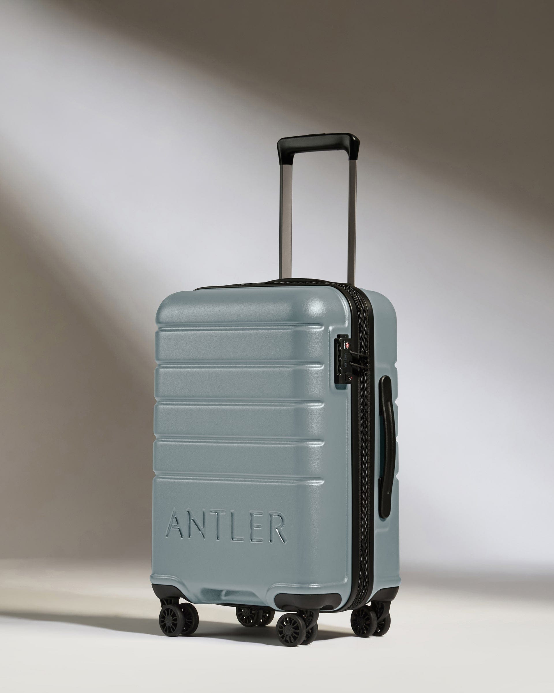Antler Luggage -  Cabin Suitcase in Cool Grey - Logo - Hard Suitcase - Standard Cabin Cabin Suitcase Cool Grey - Logo | Lightweight Hard Shell Luggage