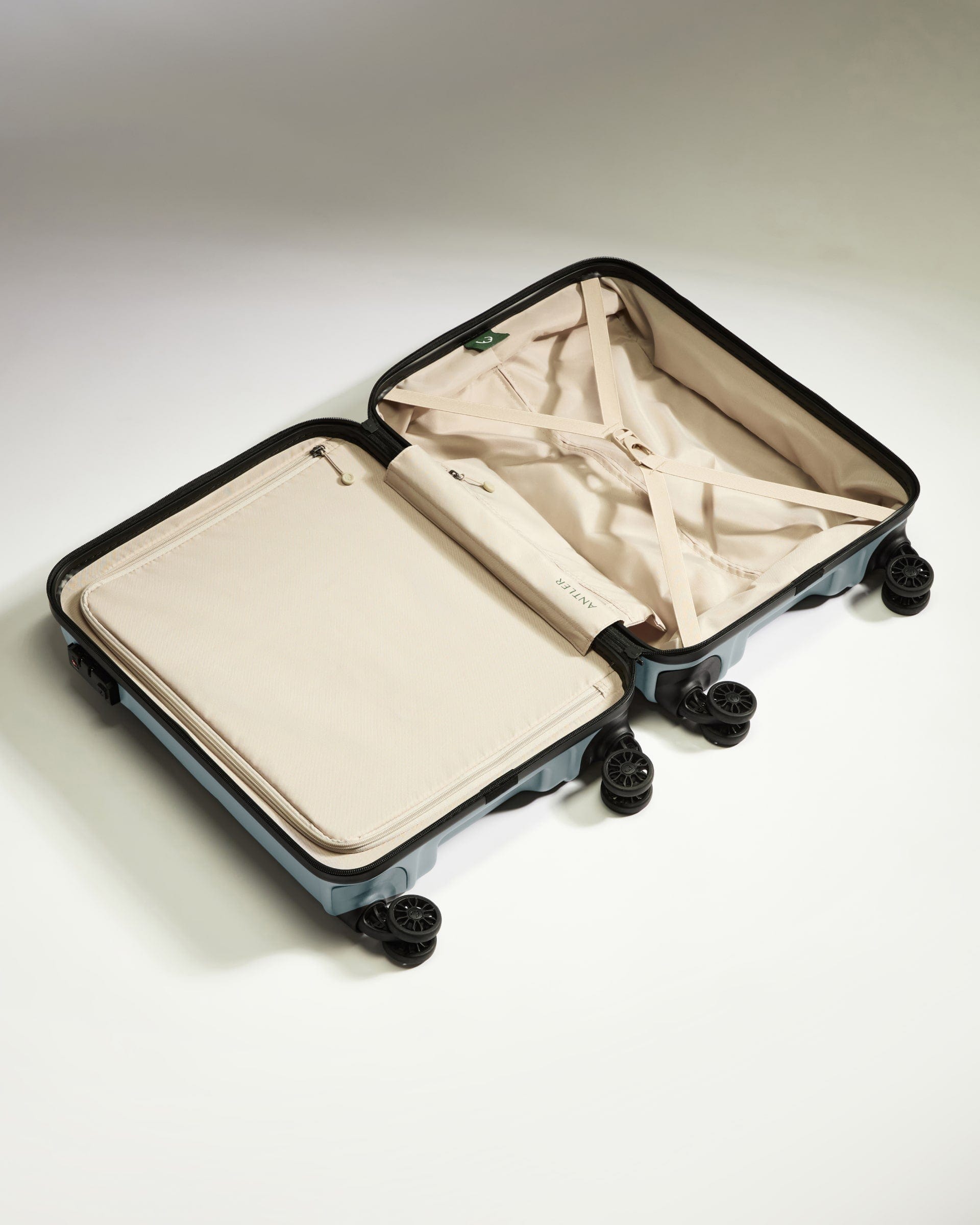 Antler Luggage -  Cabin Suitcase in Cool Grey - Logo - Hard Suitcase - Standard Cabin Cabin Suitcase Cool Grey - Logo | Lightweight Hard Shell Luggage