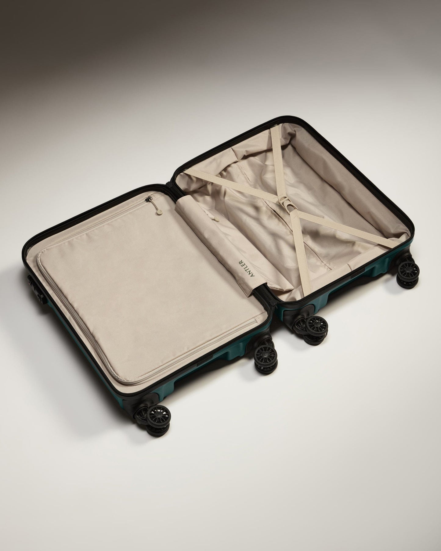 Antler Luggage -  Cabin Suitcase in Dark Teal - Logo - Hard Suitcase - Standard Cabin Cabin Suitcase Dark Teal - Logo | Lightweight Hard Shell Luggage