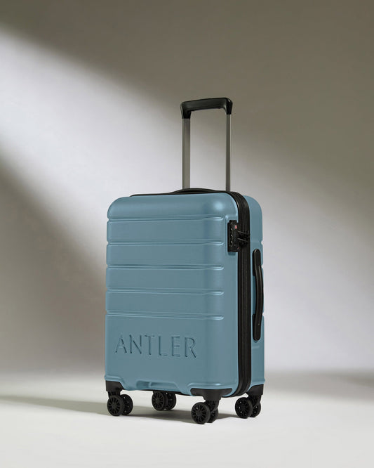 Antler Luggage -  Cabin Suitcase in Light Blue - Logo - Hard Suitcase - Standard Cabin Cabin Suitcase Light Blue - Logo | Lightweight Hard Shell Luggage