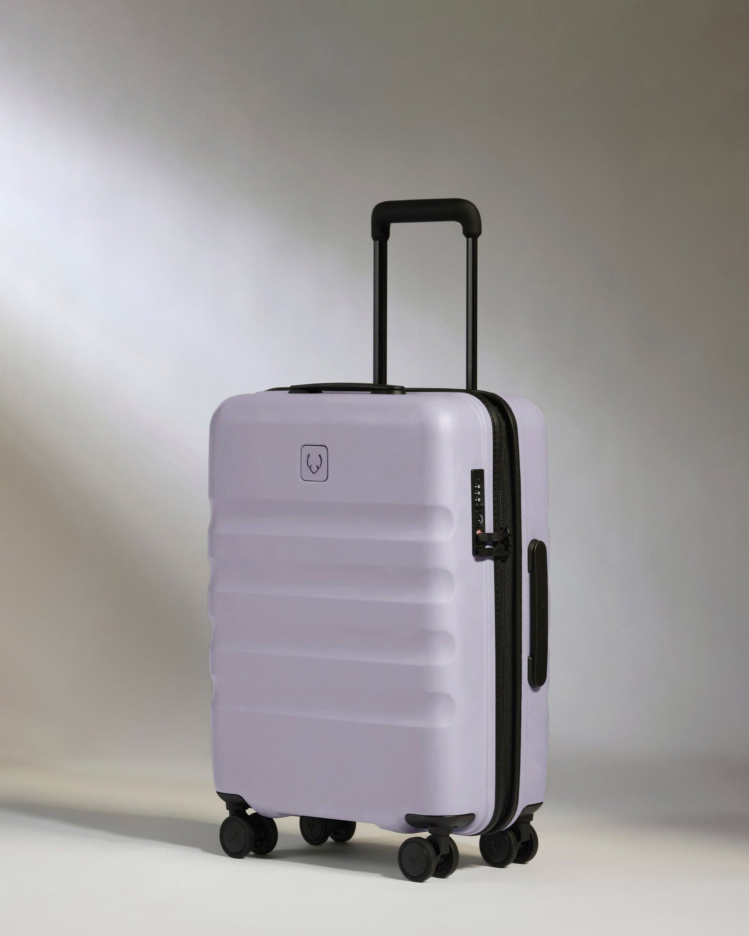 Antler Luggage -  Cabin Suitcase in Meadow Purple - Icon Stripe - Hard Suitcase - Standard Cabin Icon Stripe Cabin in Light Purple | Lightweight & Hard Shell Suitcase | Cabin Bag