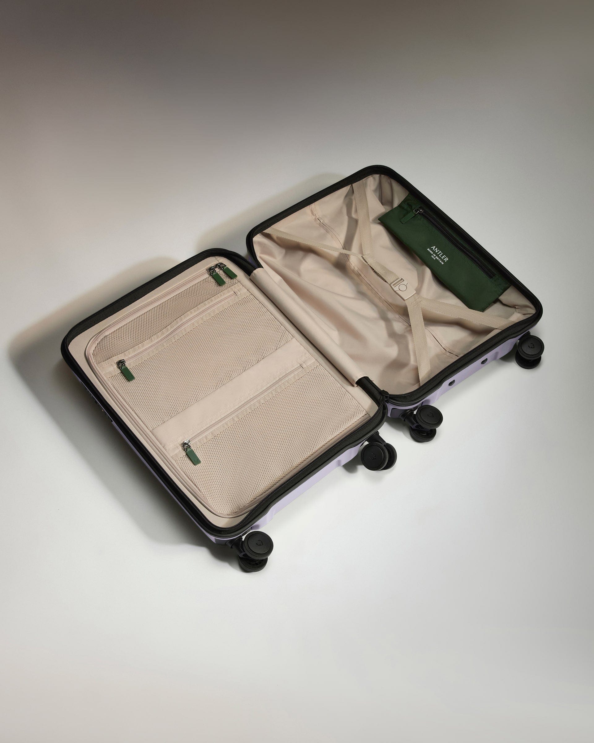 Antler Luggage -  Cabin Suitcase in Meadow Purple - Icon Stripe - Hard Suitcase - Standard Cabin Icon Stripe Cabin in Light Purple | Lightweight & Hard Shell Suitcase | Cabin Bag