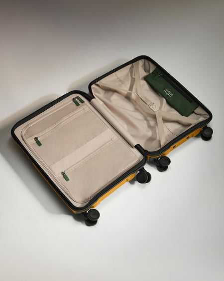 Antler Luggage -  Cabin Suitcase in Mustard Yellow - Icon Stripe - Hard Suitcase - Standard Cabin Icon Stripe Cabin in Dark Yellow | Lightweight & Hard Shell Suitcase | Cabin Bag