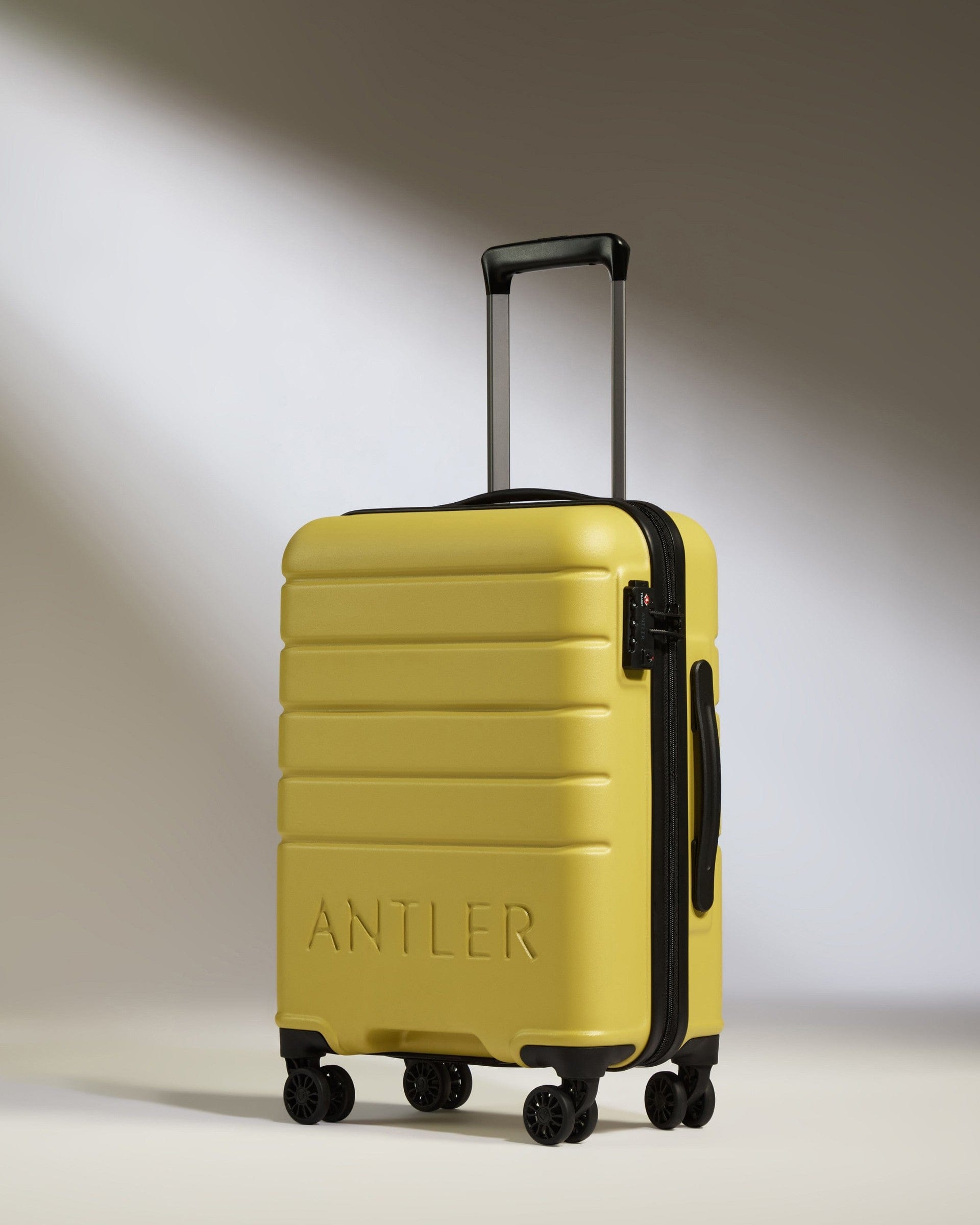 Cabin Suitcase Yellow Logo Lightweight Hard Shell Luggage Antler UK