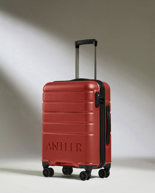 Antler Luggage -  Cabin Suitcase in Red Orange - Logo - Hard Suitcase - Standard Cabin Cabin Suitcase Red Orange - Logo | Lightweight Hard Shell Luggage