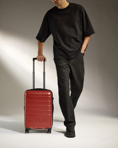 Antler Luggage -  Cabin Suitcase in Red Orange - Logo - Hard Suitcase - Standard Cabin Cabin Suitcase Red Orange - Logo | Lightweight Hard Shell Luggage