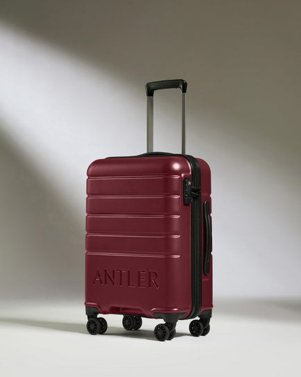 Antler Luggage -  Cabin Suitcase in Rich Red - Logo - Hard Suitcase - Standard Cabin Cabin Suitcase Red - Logo | Lightweight Hard Shell Luggage