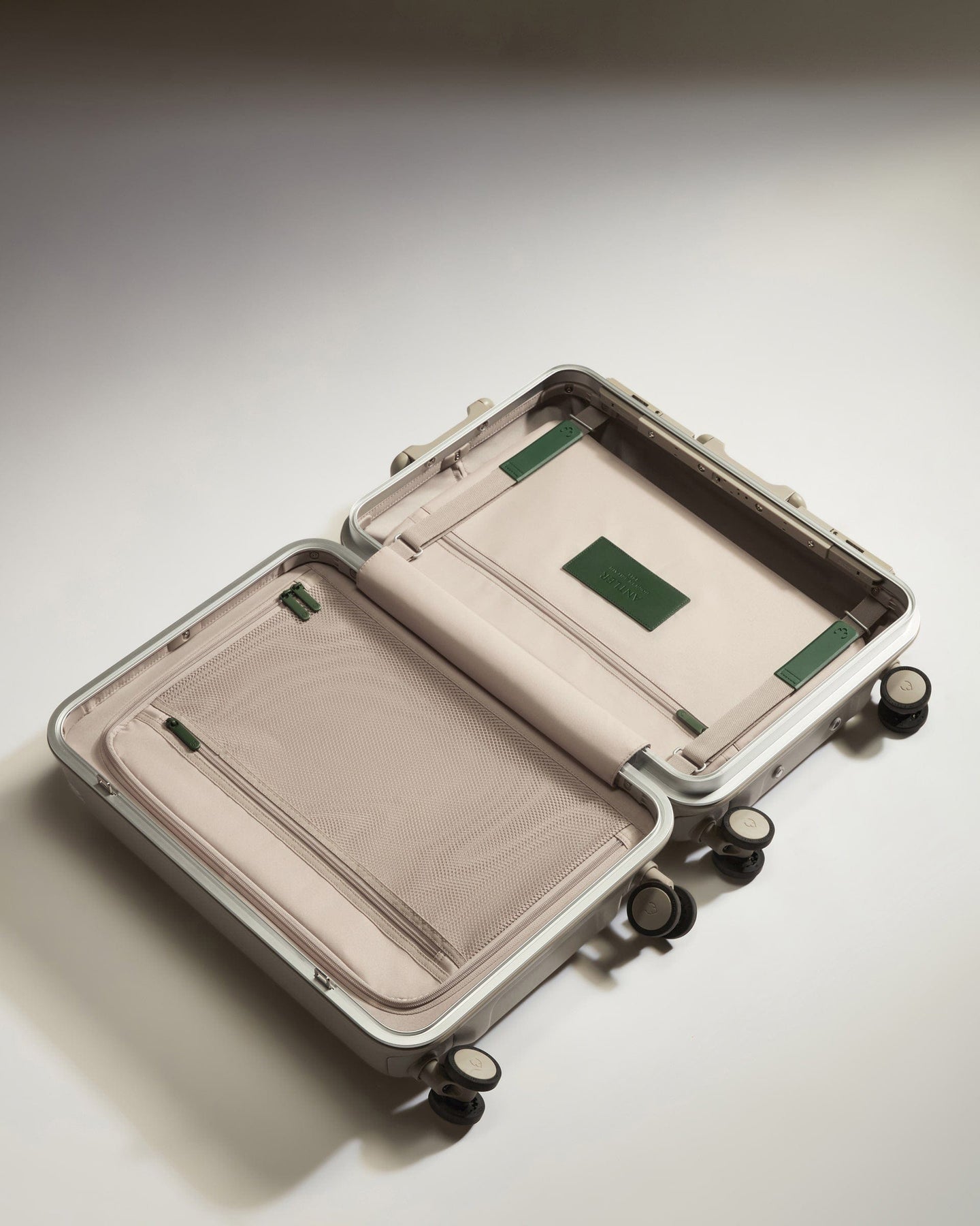 Antler Luggage -  Cabin Suitcase in Sandstone - Heritage Stripe - Standard Cabin Case | H1 4W Heritage Stripe Cabin in Beige | Premium Hard Shell Carry-On Suitcase