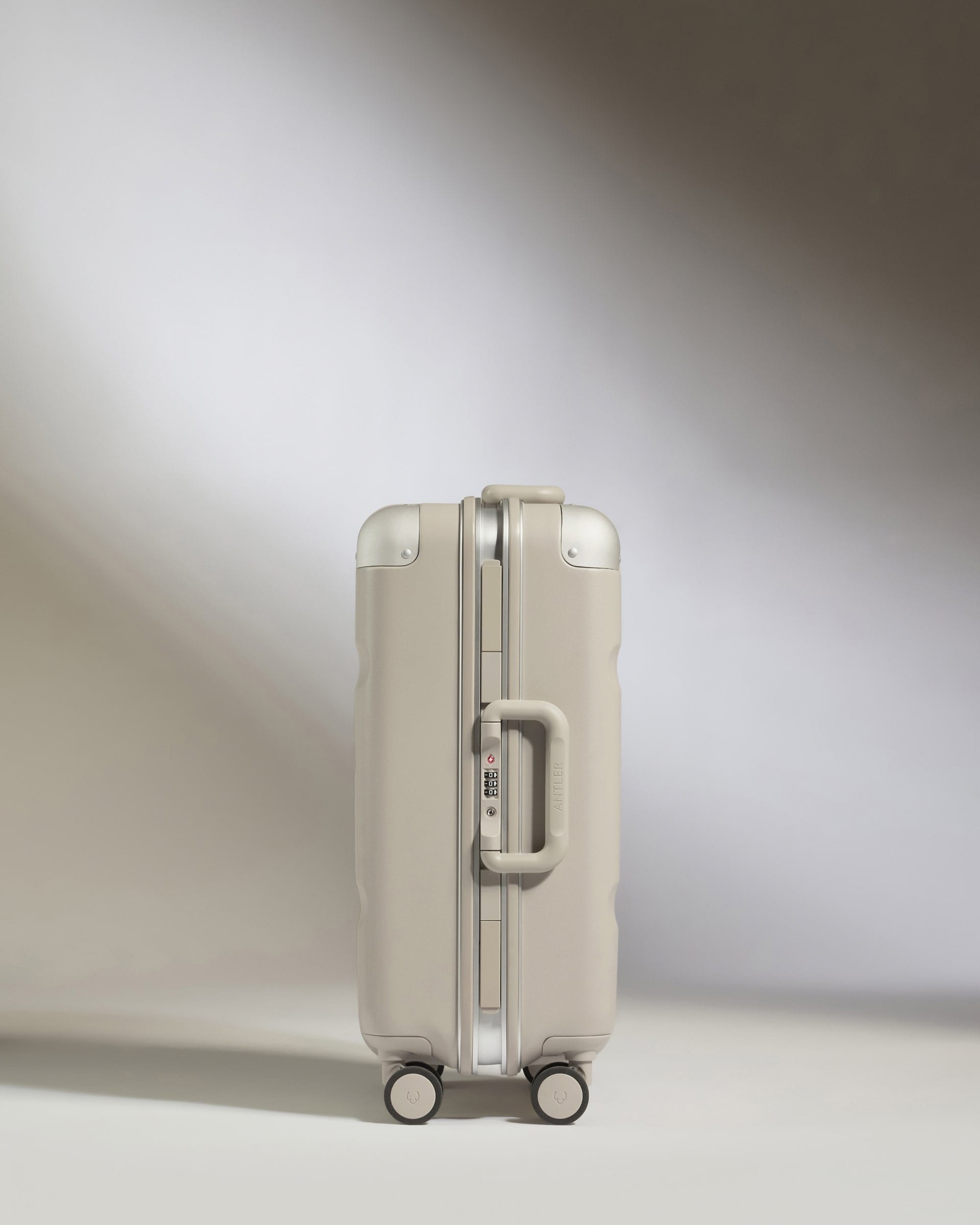 Antler Luggage -  Cabin Suitcase in Sandstone - Heritage Stripe - Standard Cabin Case | H1 4W Heritage Stripe Cabin in Beige | Premium Hard Shell Carry-On Suitcase