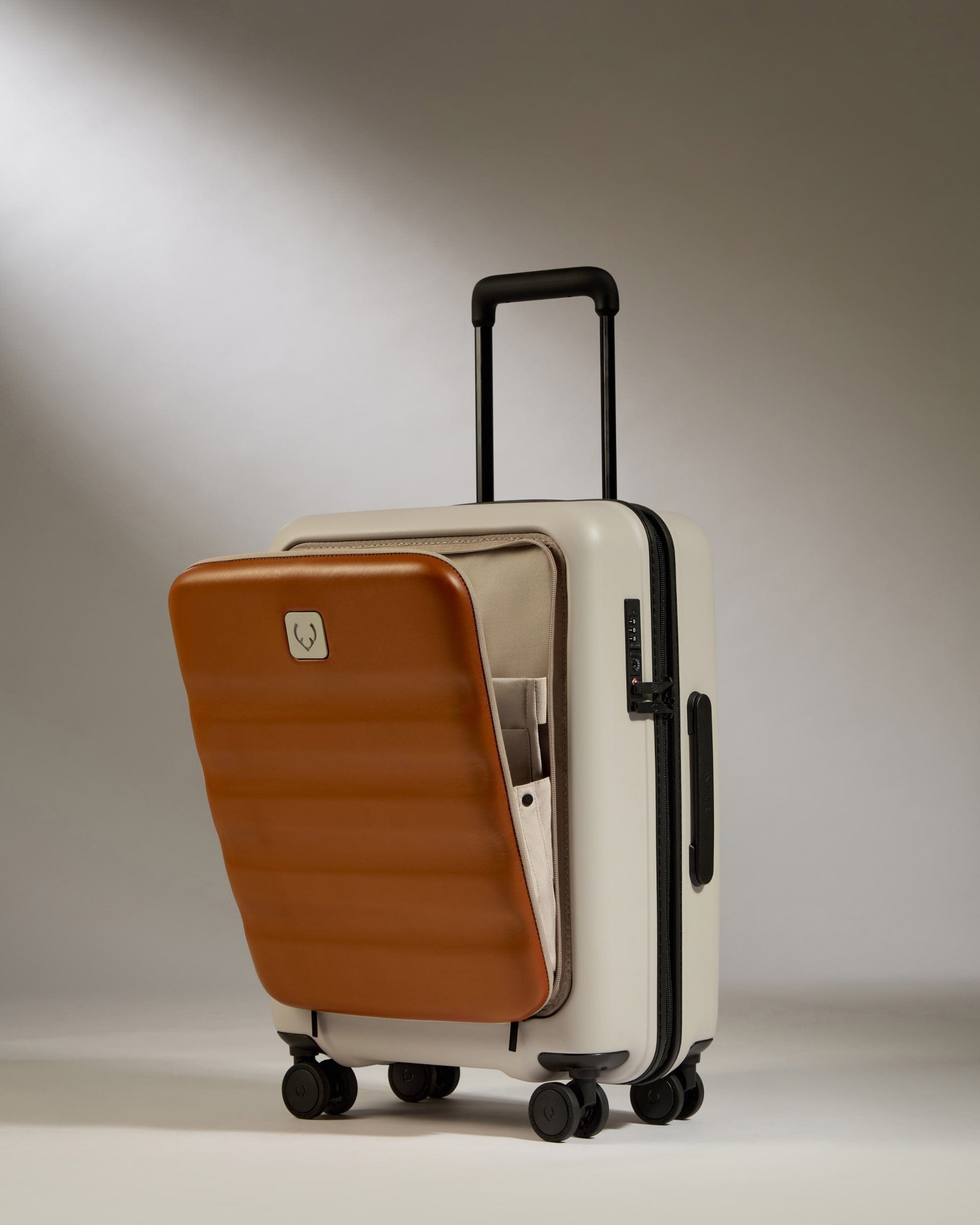 Tan leather luggage shop