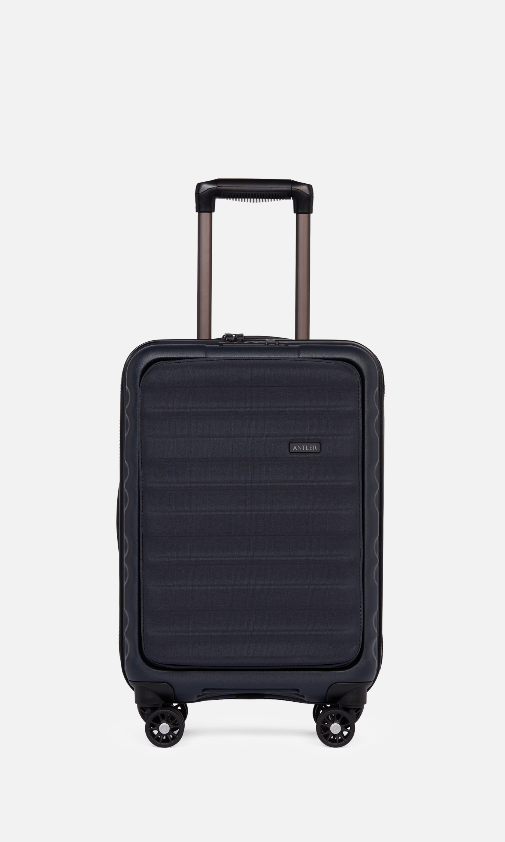 Antler Luggage -  Clifton cabin with pocket in navy - Hard Suitcases Clifton Cabin Pocket Suitcase Navy | Hard Suitcase | Antler UK