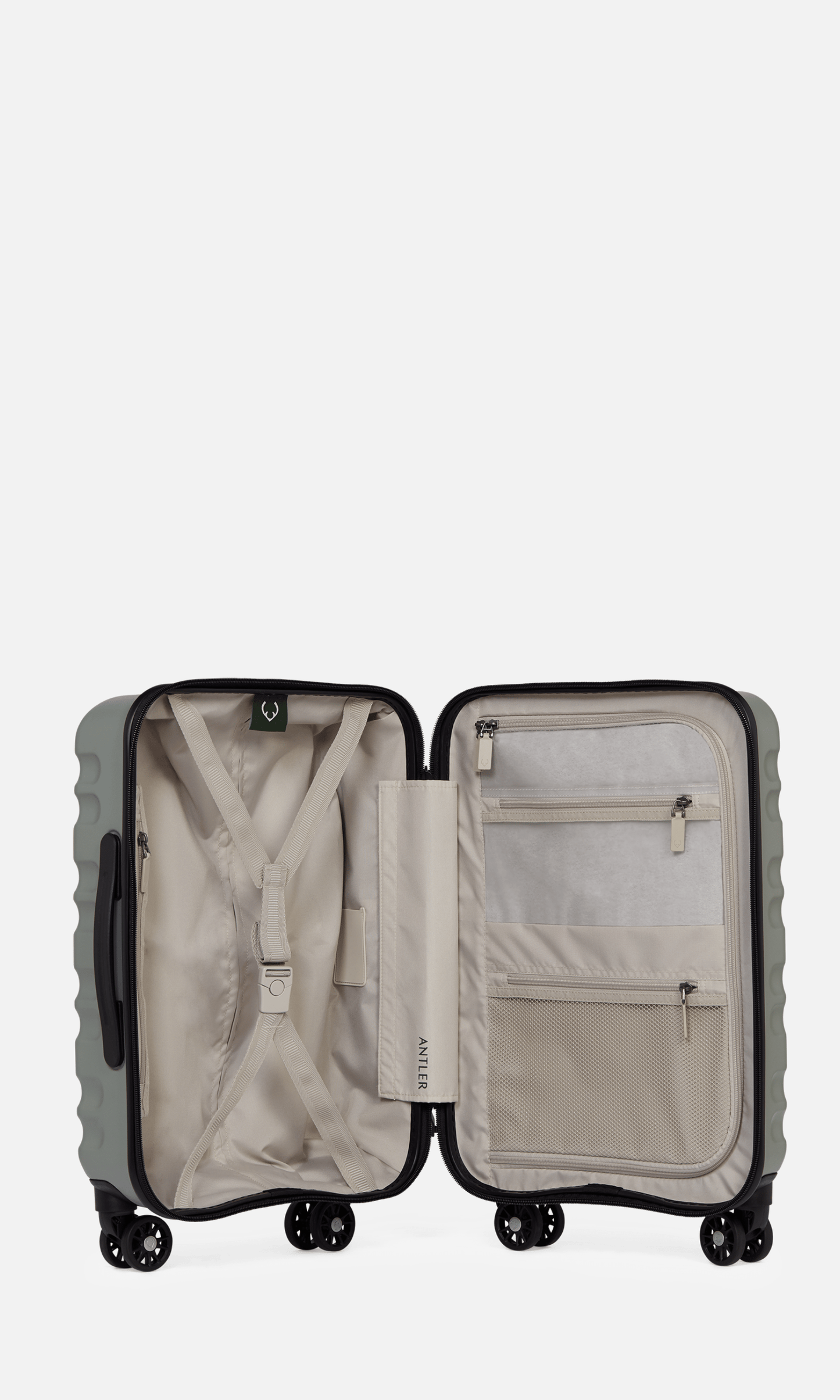 Antler Luggage -  Clifton cabin with pocket in sage - Hard Suitcases Clifton Cabin Pocket Suitcase Sage (Green) | Hard Suitcase | Antler UK