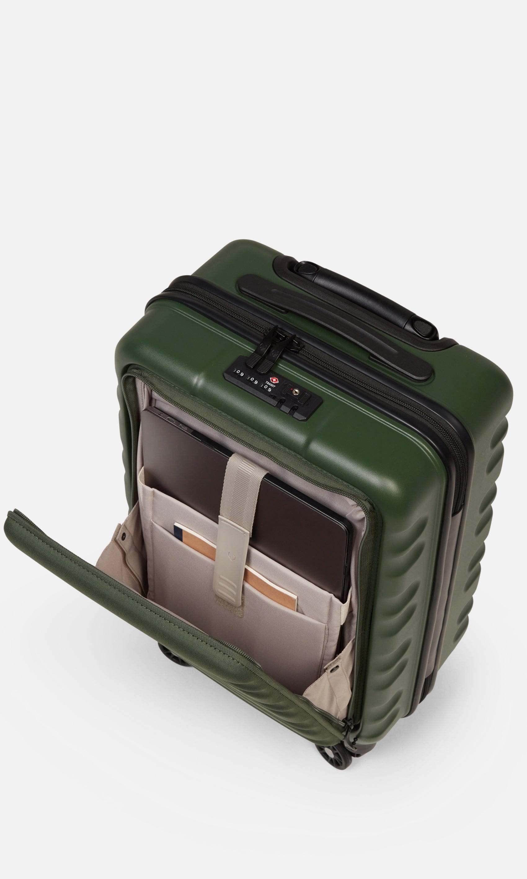 Antler Luggage -  Clifton cabin with pocket in woodland green - Hard Suitcases Clifton Cabin Pocket Suitcase Woodland Green | Hard Suitcase | Antler UK