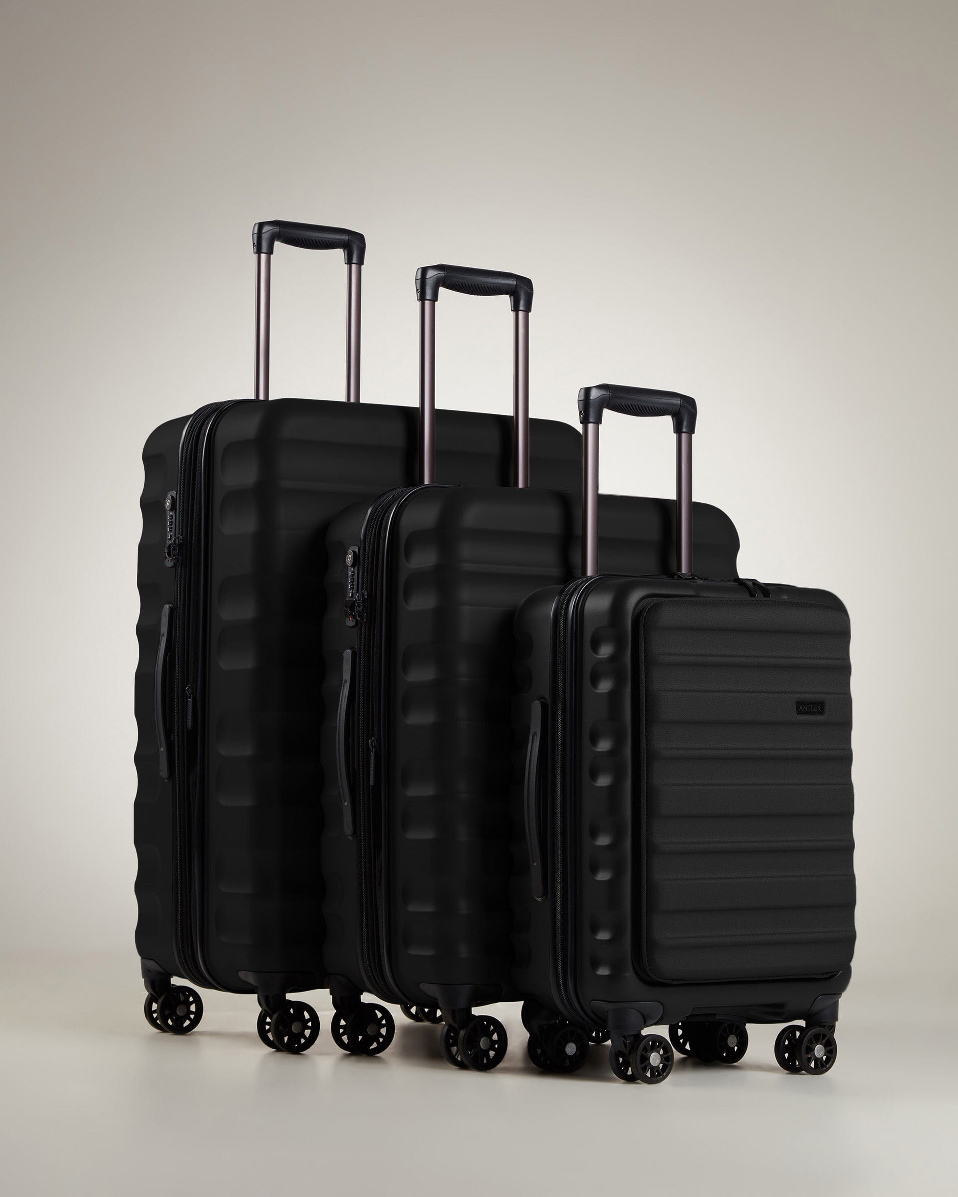 Clifton Cabin with Pocket Set of 3 Suitcases Black Antler UK