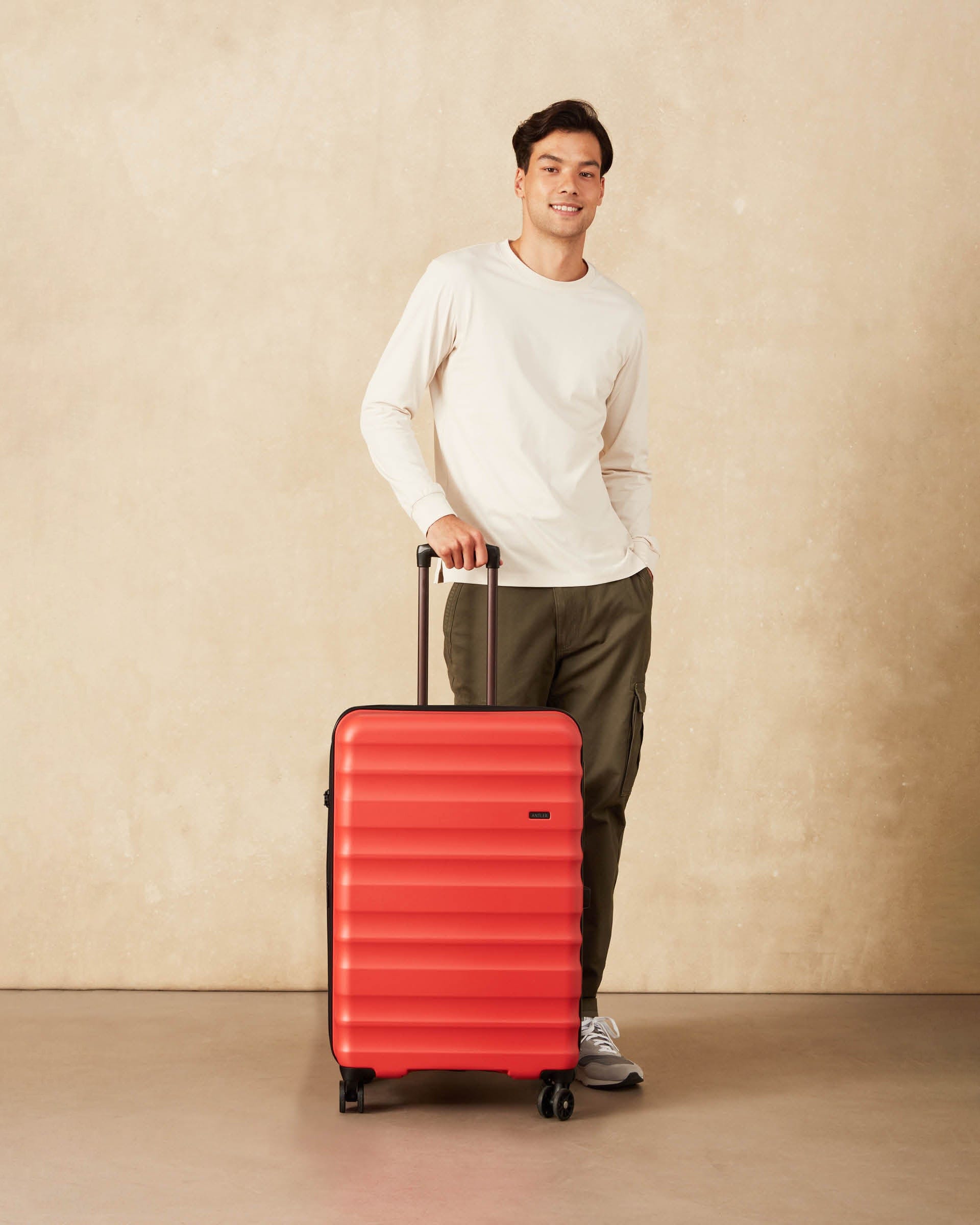 Clifton Large Suitcase Coral Red Hard Suitcase Antler UK